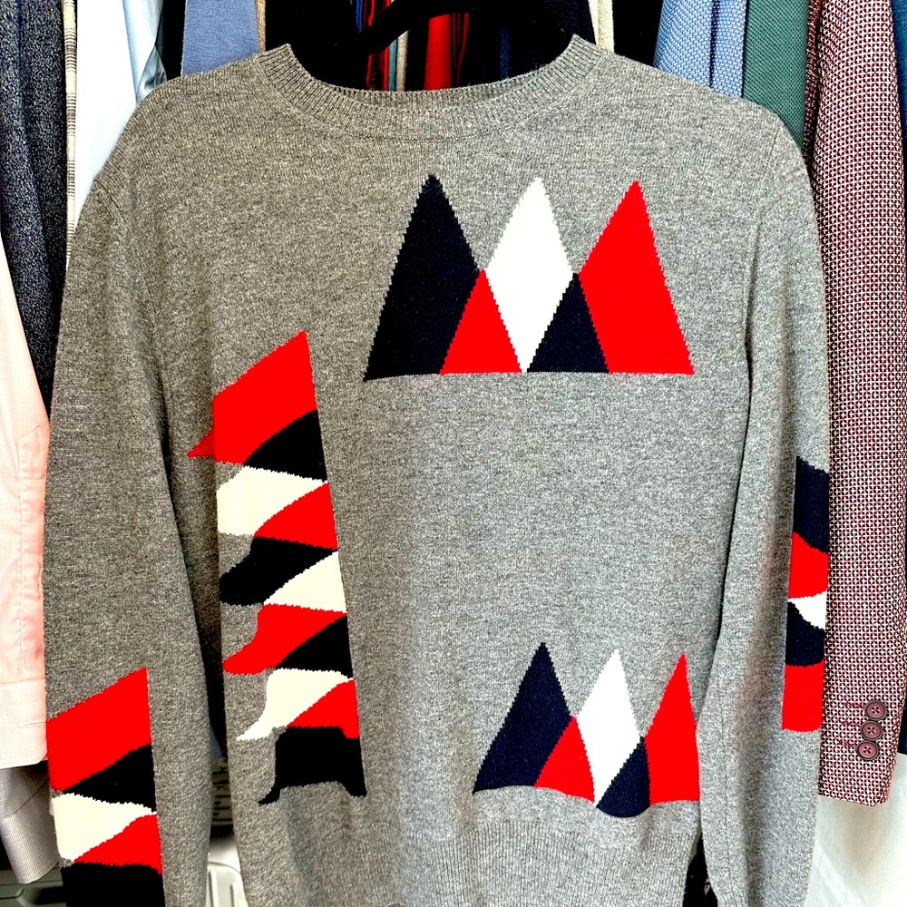 Moncler Grey Knit Sweater Side Tricot Small Men Longsleeve Navy $950